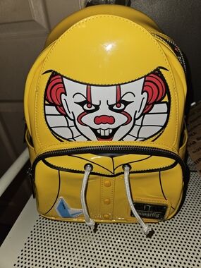 Loungefly Yellow Mini Backpack with Scary Clown Face Graphic